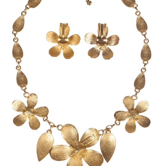 Balenciaga Two-Piece Gold and Blue Enamel Flower S - Picture 5 of 7